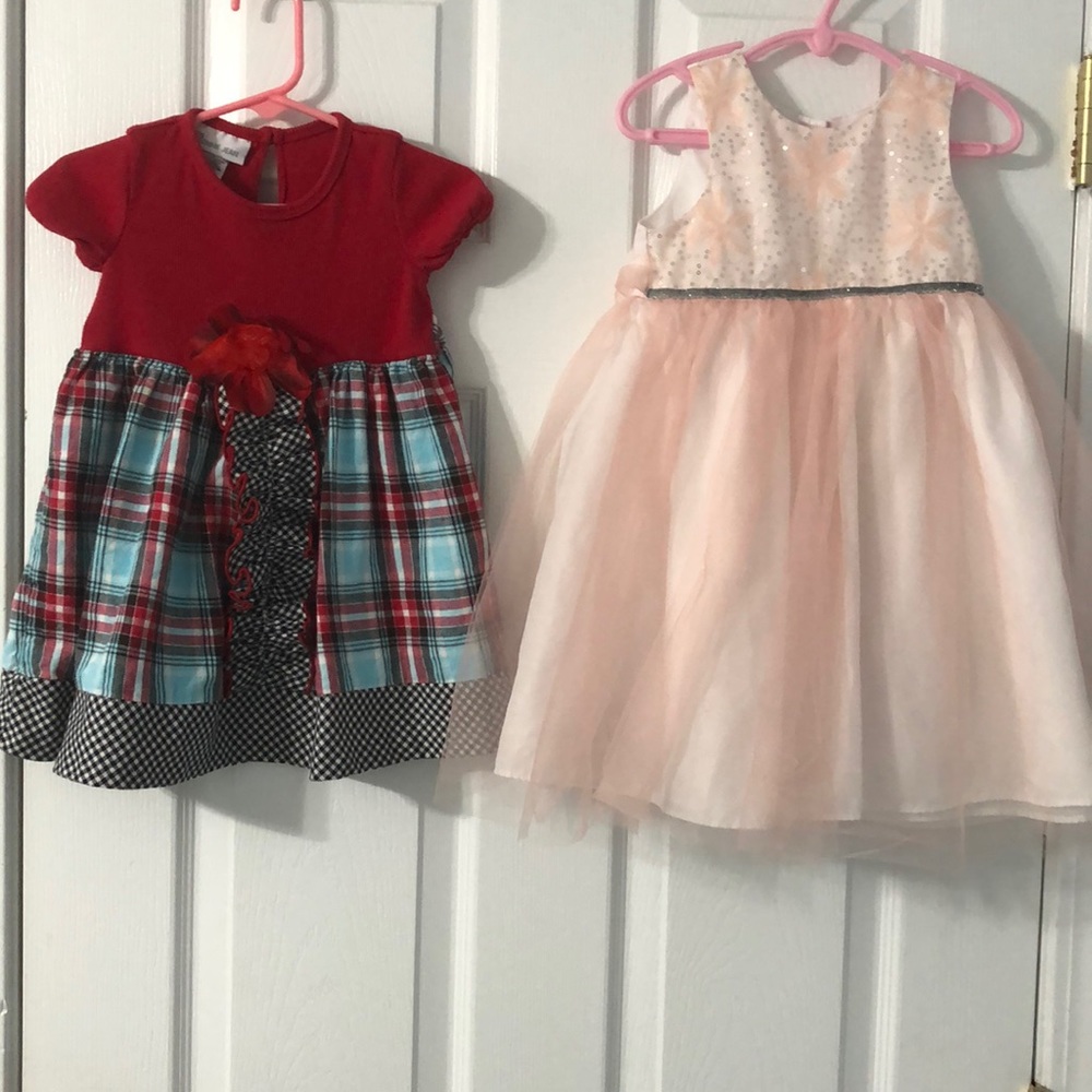 2 size 2 dresses 1 red 1 peach